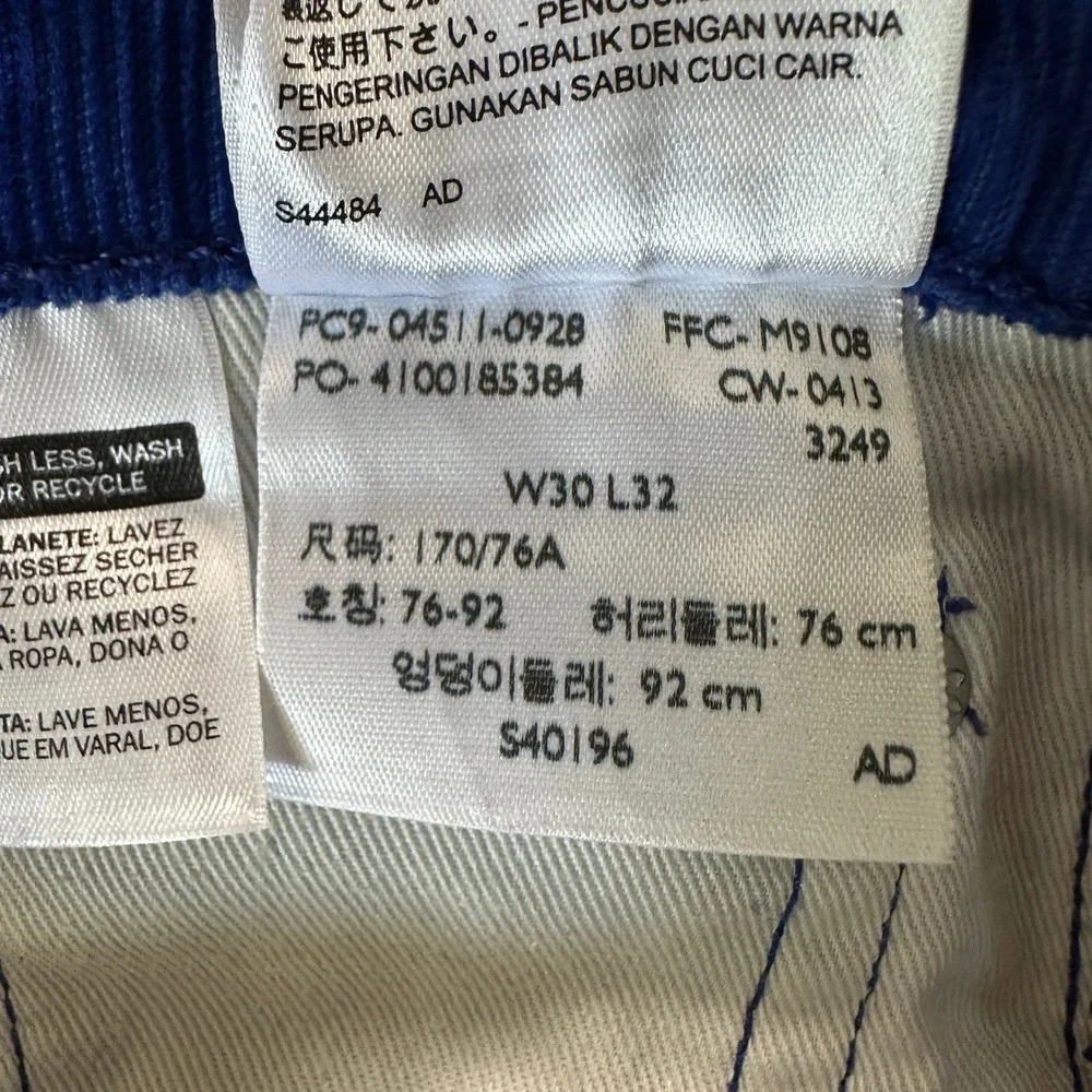 Levis Mens 511 Slim Fit Corduroy Pants 30x32 Blue Textured Cotton Blend